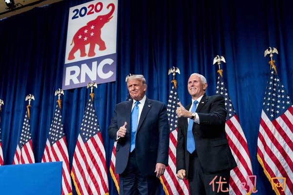 ▲▼川普与潘斯（Mike Pence）接受共和党提名代表参加2020总统大选。 （图／达志影像／美联社）